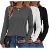 image:imageEkouaer Womens Long Sleeve Shirts 3 Pack Crew Neck Thermal Tops Loose Fit Undershirt Base Layer Trendy Clothes XSXXL3pcs Black  White  Dark Grey