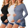 image:imageEkouaer Womens Maternity Crew Neck Long Sleeve Tee 3 Pack3pcs Black  White  Grey Blue