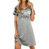 image:imageEkouaer Womens Nightgown Short Sleeve Night Dress Printed Sleepwear Soft Sleep Shirt S3XLBgrey