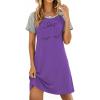 image:imageEkouaer Womens Nightgown Short Sleeve Night Dress Printed Sleepwear Soft Sleep Shirt S3XLBpurple