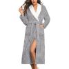 image:imageEkouaer Womens Robe Long Plush Soft Bathrobe Jacquard Color Block Robes Shawl Collar Sleepwear with Pockets SXXLLight Grey