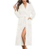 image:imageEkouaer Womens Robe Long Plush Soft Bathrobe Jacquard Color Block Robes Shawl Collar Sleepwear with Pockets SXXLWhite