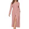 image:imageEkouaer Womens Robes Lightweight Soft Knit Bathrobe Full Length Sleepwear with Pockets Ladies Loungewear S3XLMisty Rose