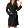 image:imageEkouaer Womens Velour Bathrobe  Knee Length Warm Plush Long Sleeve Lounge RobeBlack