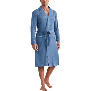 image:imageEkouaer Mens Robes Lightweight Waffle Knit Kimono Bathrobe Long Sleeve Sleepwear Soft Knee Length Robe with Pockets S3XLNavy
