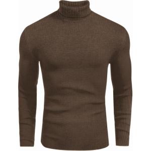 image:imageEkouaer Mens Turtleneck Shirts Ribbed Lightweight Sweater Long Sleeve Casual Pullover Thermal Undershirts SXXLBrown