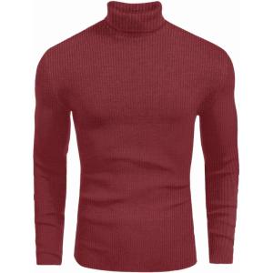 image:imageEkouaer Mens Turtleneck Shirts Ribbed Lightweight Sweater Long Sleeve Casual Pullover Thermal Undershirts SXXLDark Red