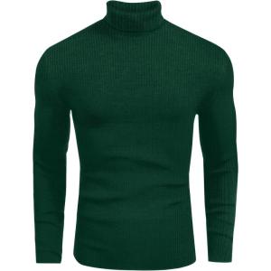 image:imageEkouaer Mens Turtleneck Shirts Ribbed Lightweight Sweater Long Sleeve Casual Pullover Thermal Undershirts SXXLGreen