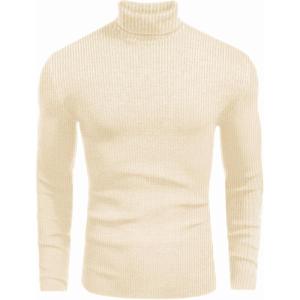 image:imageEkouaer Mens Turtleneck Shirts Ribbed Lightweight Sweater Long Sleeve Casual Pullover Thermal Undershirts SXXLLight Beige