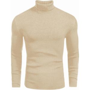 image:imageEkouaer Mens Turtleneck Shirts Ribbed Lightweight Sweater Long Sleeve Casual Pullover Thermal Undershirts SXXLLight Khaki