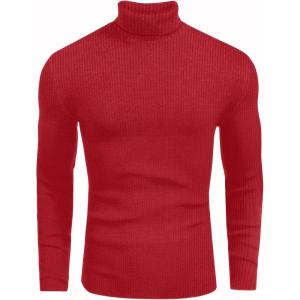image:imageEkouaer Mens Turtleneck Shirts Ribbed Lightweight Sweater Long Sleeve Casual Pullover Thermal Undershirts SXXLRed