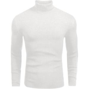 image:imageEkouaer Mens Turtleneck Shirts Ribbed Lightweight Sweater Long Sleeve Casual Pullover Thermal Undershirts SXXLWhite