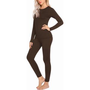 image:imageEkouaer Thermal Underwear for Women Long Johns Sets Base Layer Lightweight 2 Pieces Pajams SetDark Brown