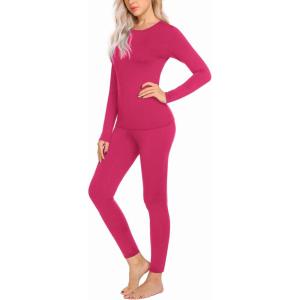 image:imageEkouaer Thermal Underwear for Women Long Johns Sets Base Layer Lightweight 2 Pieces Pajams SetHot Pink