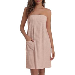image:imageEkouaer Waffle Robes For Women Bath Wraps Lightweight Knee Length Soft Shower Robe with Pocket SLBeige
