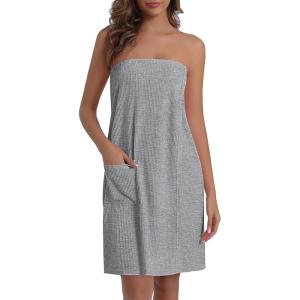 image:imageEkouaer Waffle Robes For Women Bath Wraps Lightweight Knee Length Soft Shower Robe with Pocket SLGray