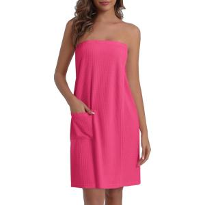 image:imageEkouaer Waffle Robes For Women Bath Wraps Lightweight Knee Length Soft Shower Robe with Pocket SLHot Pink