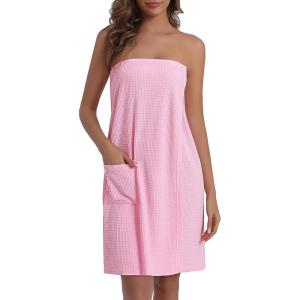 image:imageEkouaer Waffle Robes For Women Bath Wraps Lightweight Knee Length Soft Shower Robe with Pocket SLPink
