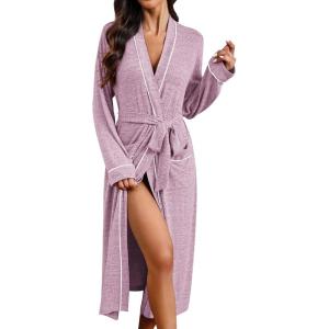 image:imageEkouaer Womens Robe Long Bathrobe Lightweight Soft Knit Kimono Robes Ladies Casual Sleepwear S3XLPurple