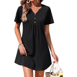 image:imageEkouaer Womens Swimsuit Coverup Short Sleeve Bathing Suit Cover Up V Neck Beach Cover Up Dress Vacation Outfits 2026Black