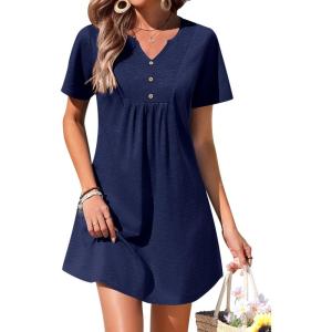 image:imageEkouaer Womens Swimsuit Coverup Short Sleeve Bathing Suit Cover Up V Neck Beach Cover Up Dress Vacation Outfits 2026Navy Blue