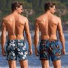 image:imageEkouaer 2 Pack Mens Swim Trunks 5 with Compression Liner 2 in 1 Board Shorts Quick Dry Bathing Suit Swimwear Zipper PocketHawaii Floral NavyTropical Leaves Orange