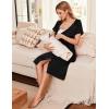 image:imageEkouaer 3 in 1 LaborDeliveryHospital Gown Nursing Dress Maternity Nightgown Sleepwear for Breastfeeding with Button SXXLAblack