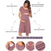 image:imageEkouaer 3 in 1 LaborDeliveryHospital Gown Nursing Dress Maternity Nightgown Sleepwear for Breastfeeding with Button SXXLGray Purple