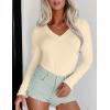 image:imageEkouaer Long Sleeve Shirts for Women V Neck Basics Tops Lightweight Base Layer Slim Fit Top Thermal UndershirtsBeige