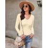 image:imageEkouaer Long Sleeve Shirts for Women V Neck Basics Tops Lightweight Base Layer Slim Fit Top Thermal UndershirtsBeige