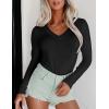 image:imageEkouaer Long Sleeve Shirts for Women V Neck Basics Tops Lightweight Base Layer Slim Fit Top Thermal UndershirtsBlack