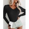 image:imageEkouaer Long Sleeve Shirts for Women V Neck Basics Tops Lightweight Base Layer Slim Fit Top Thermal UndershirtsBlack