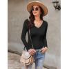 image:imageEkouaer Long Sleeve Shirts for Women V Neck Basics Tops Lightweight Base Layer Slim Fit Top Thermal UndershirtsBlack