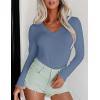image:imageEkouaer Long Sleeve Shirts for Women V Neck Basics Tops Lightweight Base Layer Slim Fit Top Thermal UndershirtsBlue