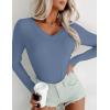 image:imageEkouaer Long Sleeve Shirts for Women V Neck Basics Tops Lightweight Base Layer Slim Fit Top Thermal UndershirtsBlue
