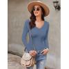 image:imageEkouaer Long Sleeve Shirts for Women V Neck Basics Tops Lightweight Base Layer Slim Fit Top Thermal UndershirtsBlue