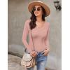 image:imageEkouaer Long Sleeve Shirts for Women V Neck Basics Tops Lightweight Base Layer Slim Fit Top Thermal UndershirtsDark Pink
