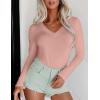 image:imageEkouaer Long Sleeve Shirts for Women V Neck Basics Tops Lightweight Base Layer Slim Fit Top Thermal UndershirtsDark Pink
