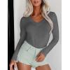 image:imageEkouaer Long Sleeve Shirts for Women V Neck Basics Tops Lightweight Base Layer Slim Fit Top Thermal UndershirtsGrey