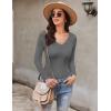 image:imageEkouaer Long Sleeve Shirts for Women V Neck Basics Tops Lightweight Base Layer Slim Fit Top Thermal UndershirtsGrey