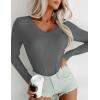 image:imageEkouaer Long Sleeve Shirts for Women V Neck Basics Tops Lightweight Base Layer Slim Fit Top Thermal UndershirtsGrey