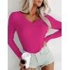 image:imageEkouaer Long Sleeve Shirts for Women V Neck Basics Tops Lightweight Base Layer Slim Fit Top Thermal UndershirtsHot Pink