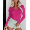 image:imageEkouaer Long Sleeve Shirts for Women V Neck Basics Tops Lightweight Base Layer Slim Fit Top Thermal UndershirtsHot Pink