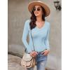image:imageEkouaer Long Sleeve Shirts for Women V Neck Basics Tops Lightweight Base Layer Slim Fit Top Thermal UndershirtsLight Blue