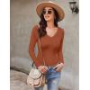 image:imageEkouaer Long Sleeve Shirts for Women V Neck Basics Tops Lightweight Base Layer Slim Fit Top Thermal UndershirtsLight Brown
