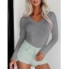 image:imageEkouaer Long Sleeve Shirts for Women V Neck Basics Tops Lightweight Base Layer Slim Fit Top Thermal UndershirtsLight Grey