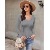 image:imageEkouaer Long Sleeve Shirts for Women V Neck Basics Tops Lightweight Base Layer Slim Fit Top Thermal UndershirtsLight Grey