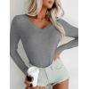 image:imageEkouaer Long Sleeve Shirts for Women V Neck Basics Tops Lightweight Base Layer Slim Fit Top Thermal UndershirtsLight Grey