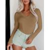 image:imageEkouaer Long Sleeve Shirts for Women V Neck Basics Tops Lightweight Base Layer Slim Fit Top Thermal UndershirtsLight Khaki