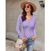 image:imageEkouaer Long Sleeve Shirts for Women V Neck Basics Tops Lightweight Base Layer Slim Fit Top Thermal UndershirtsLight Purple